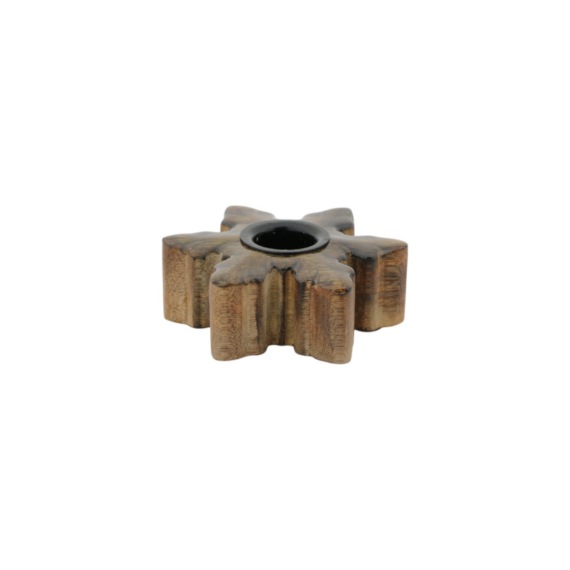 DREVENÝ SVIETNIK SNOWFLAKE - S