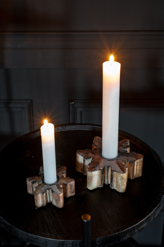 DREVENÝ SVIETNIK SNOWFLAKE - S 1