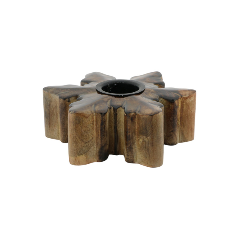 DREVENÝ SVIETNIK SNOWFLAKE - L